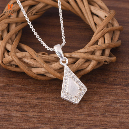 Rainbow Moonstone & Cz 925 Quality Gemstone Pendant
