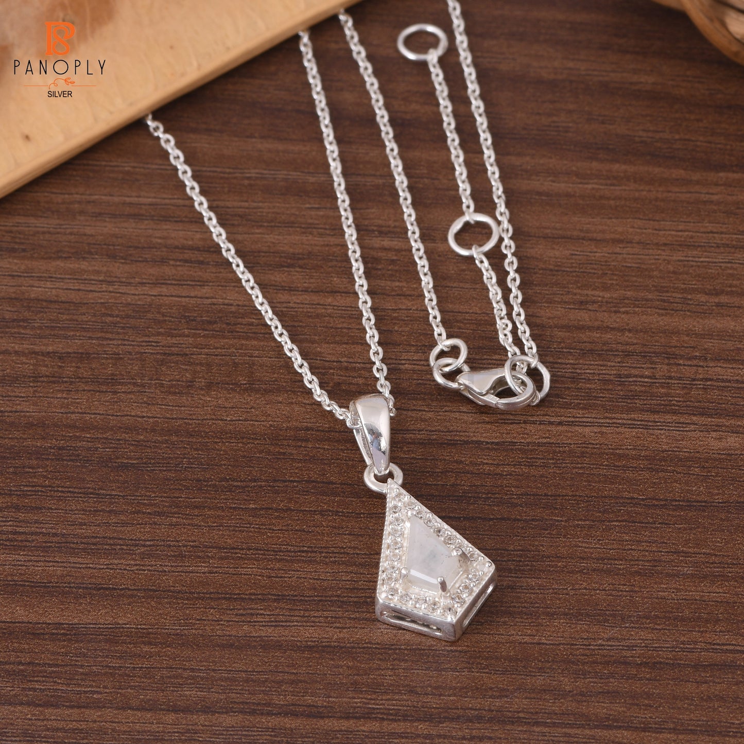Rainbow Moonstone & Cz 925 Quality Gemstone Pendant