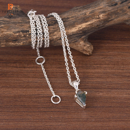 Moss Agate 925 Quality Silver Plated Kite Pendant