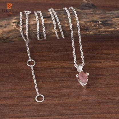 Strawberry Quartz Kite Shape Red Gemstone Silver Pendant