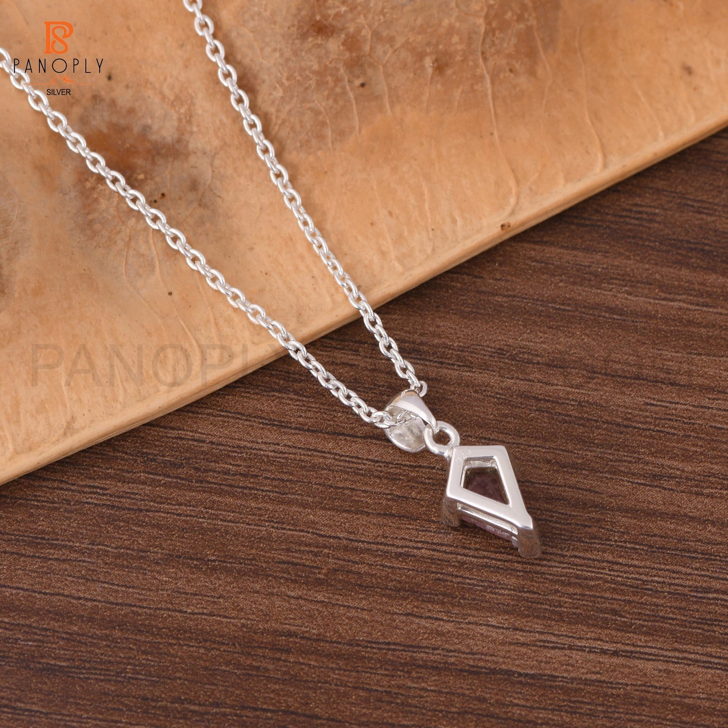 Strawberry Quartz Kite Shape Red Gemstone Silver Pendant