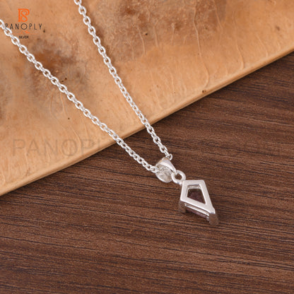 Strawberry Quartz Kite Shape Red Gemstone Silver Pendant