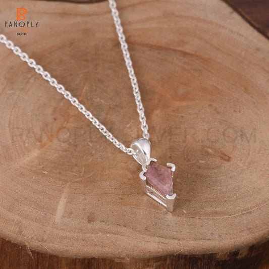 Strawberry Quartz Kite Shape Red Gemstone Silver Pendant