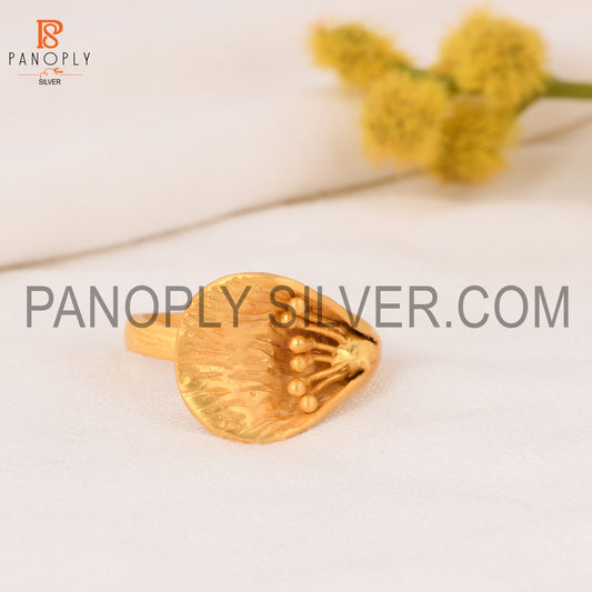 925 Sterling Silver Gold Plated Calla Lily Flower Ring