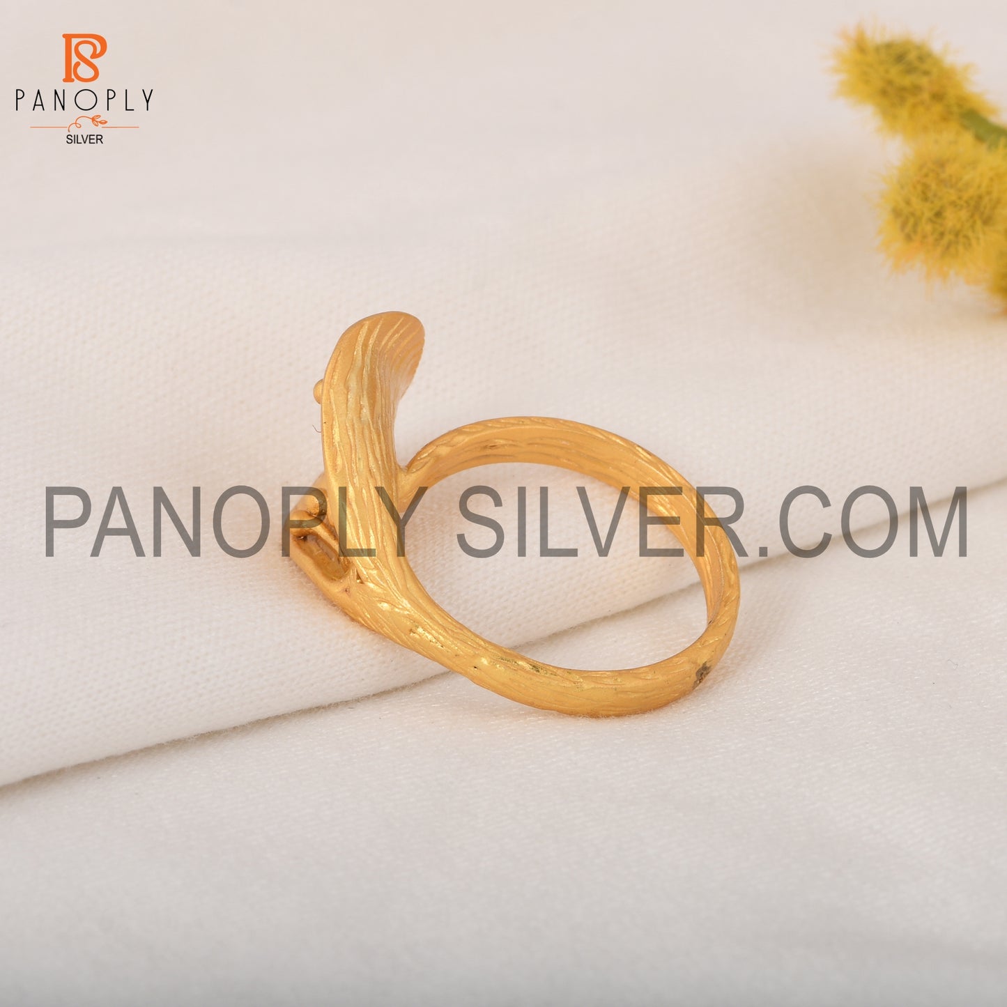 925 Sterling Silver Gold Plated Calla Lily Flower Ring