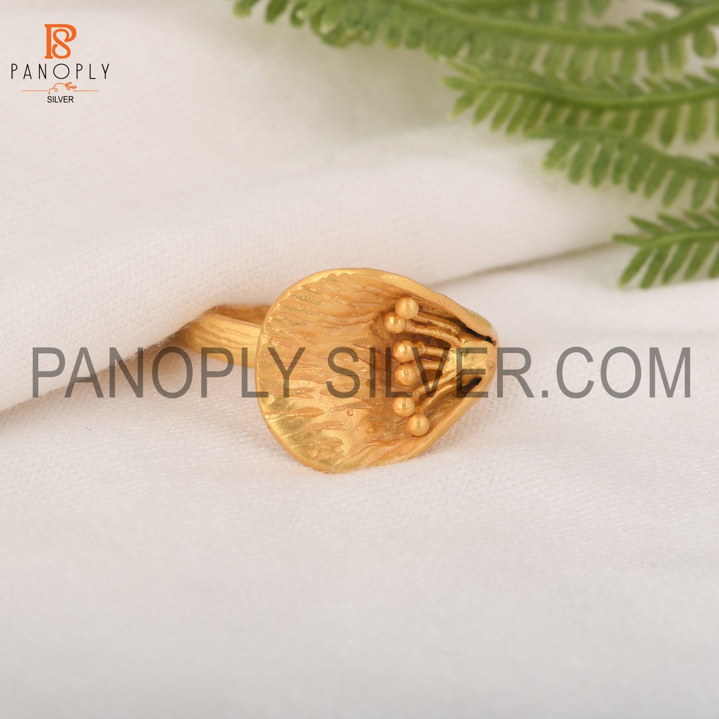 925 Sterling Silver Gold Plated Calla Lily Flower Ring