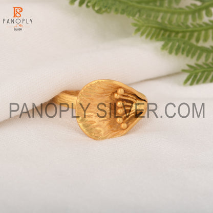 925 Sterling Silver Gold Plated Calla Lily Flower Ring