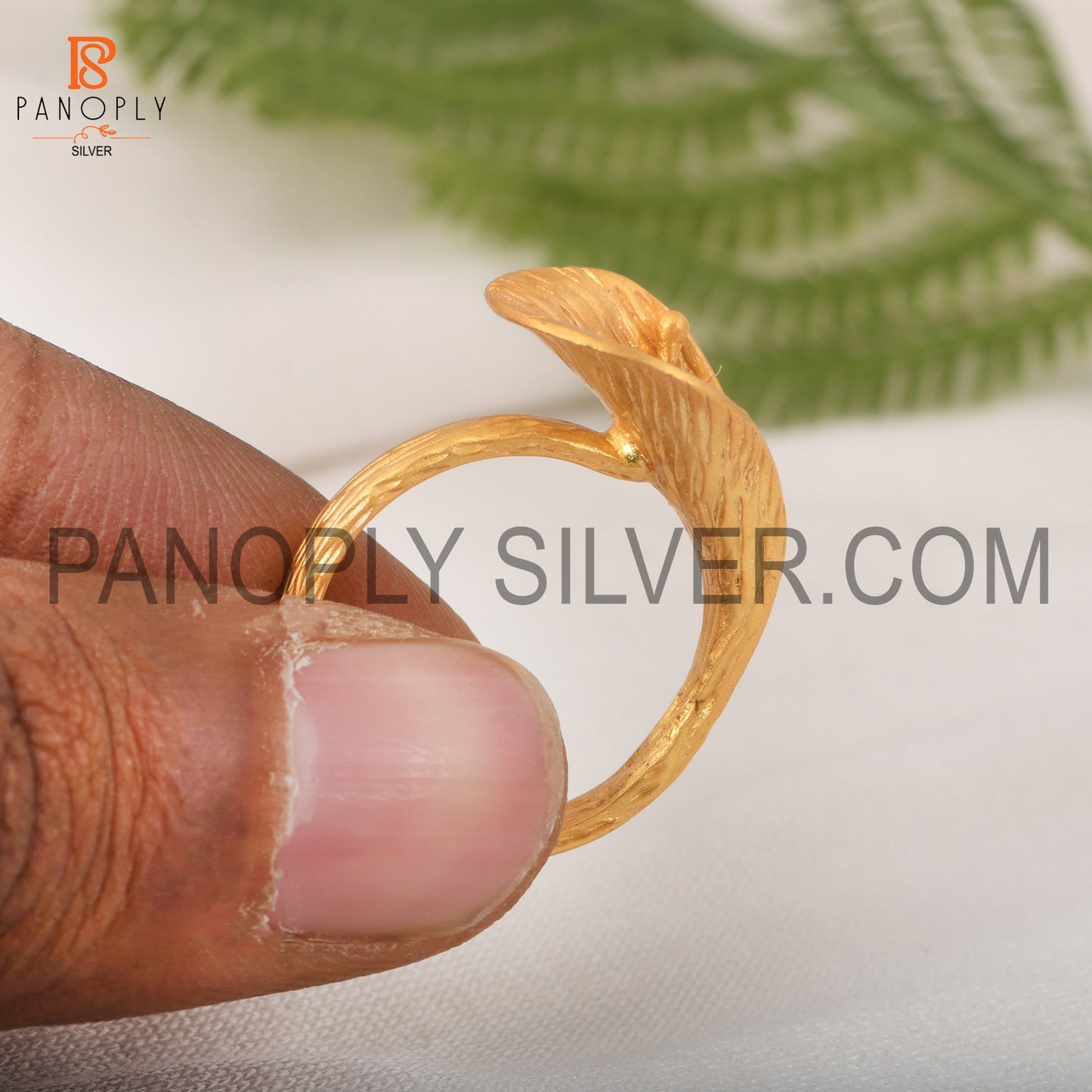 925 Sterling Silver Gold Plated Calla Lily Flower Ring