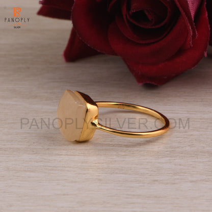 Rainbow Moonstone Silver Taper Shape Gold Plated Rings