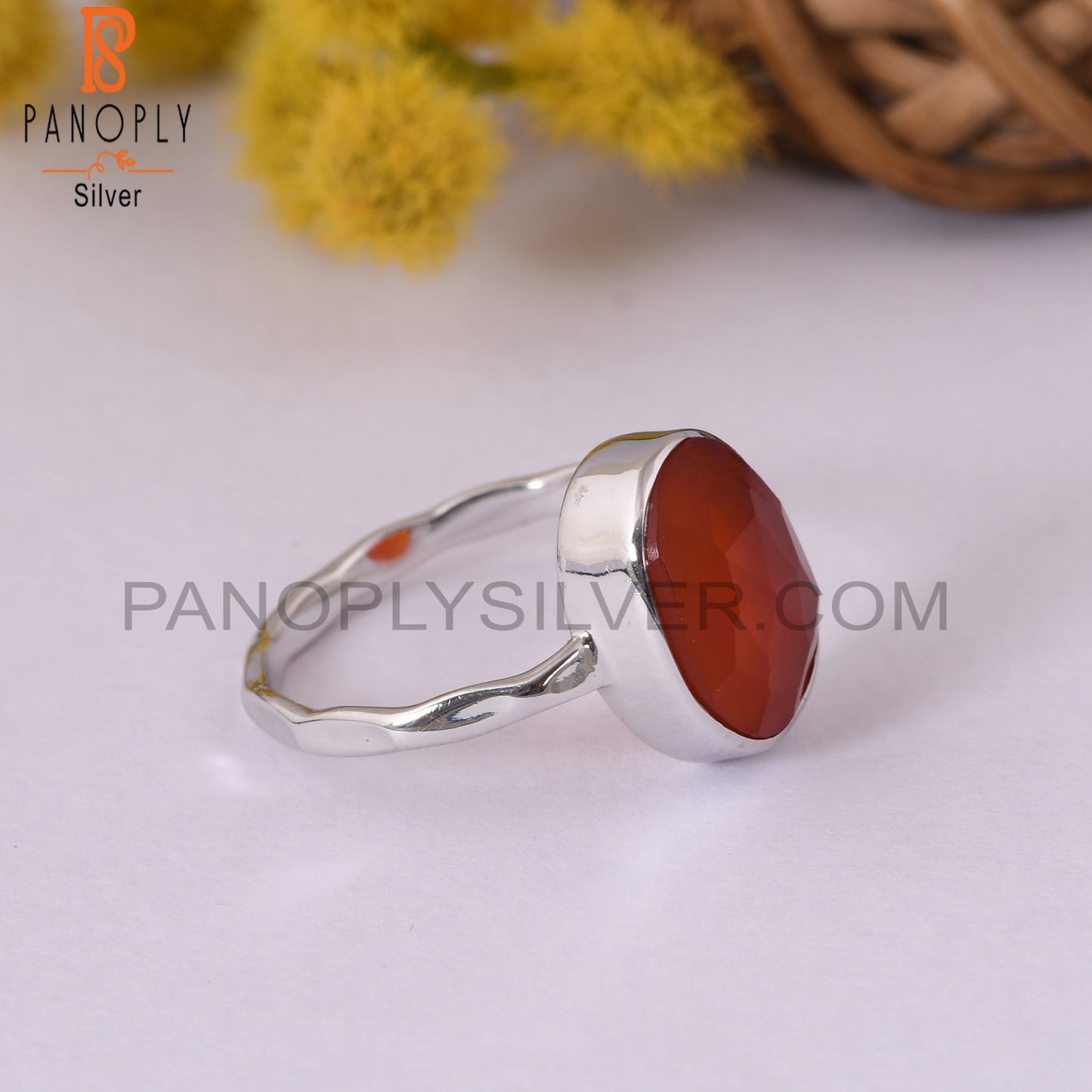 Carnelian Rough Gemstone Handmade Chalcedony Rings