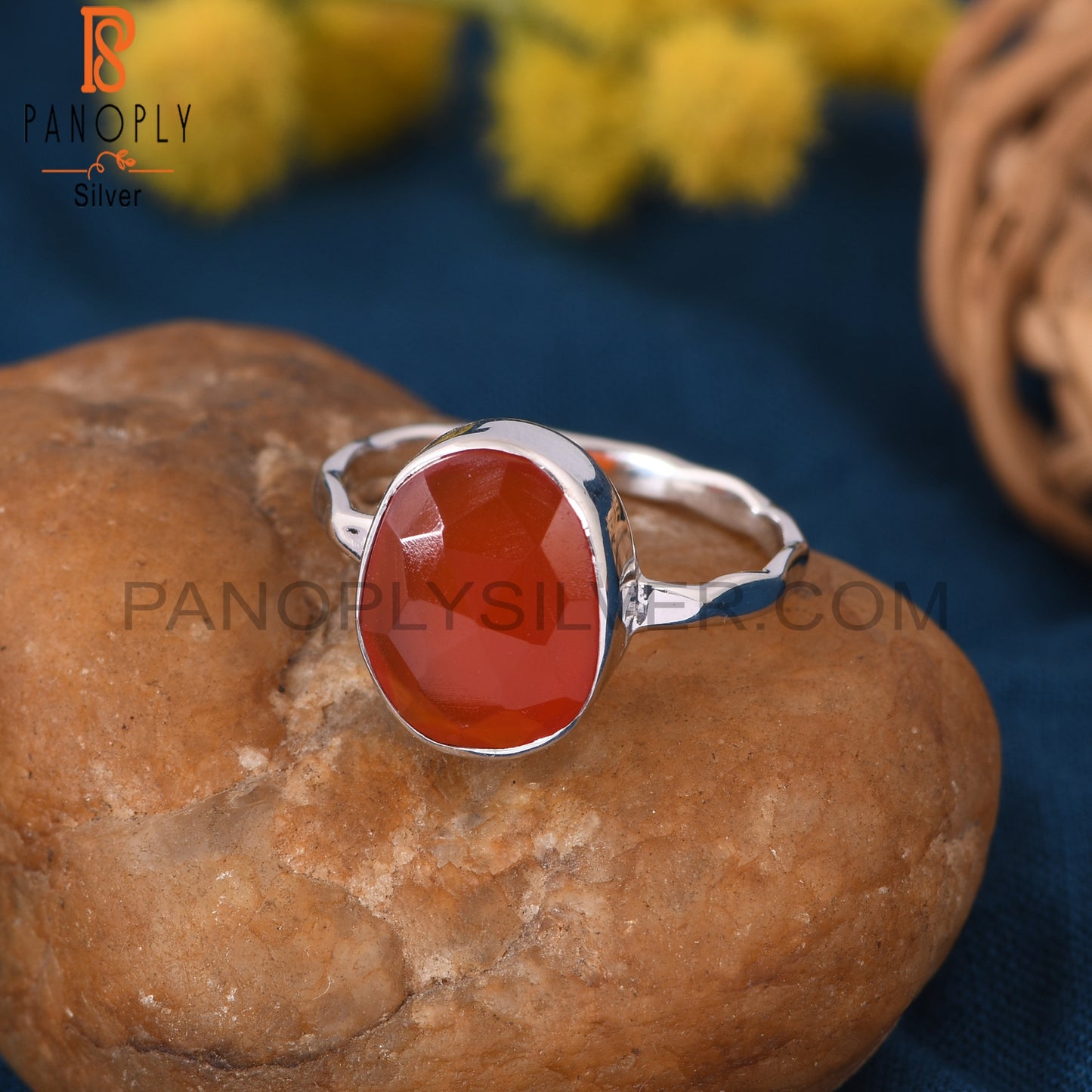 Carnelian Rough Gemstone Handmade Chalcedony Rings