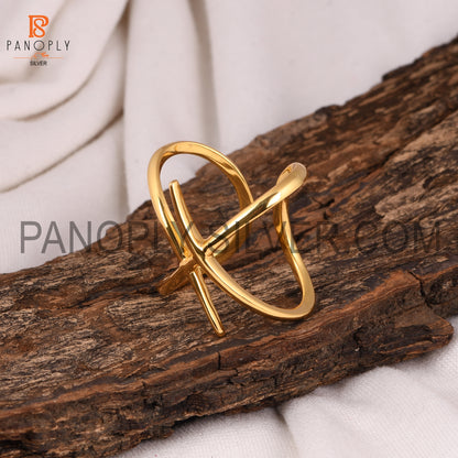 Cross Stacking Gold Plated Starling Silver Rings