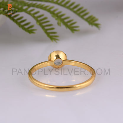 Moonstone Silver Round Shape Gold Plated Rings