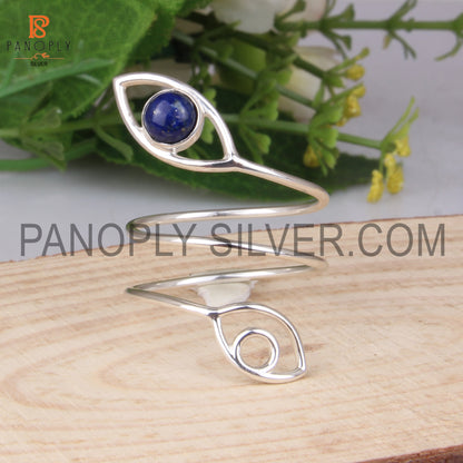 Evil Eye Genuine Lapis Lazuli Gemstone Stacking Rings