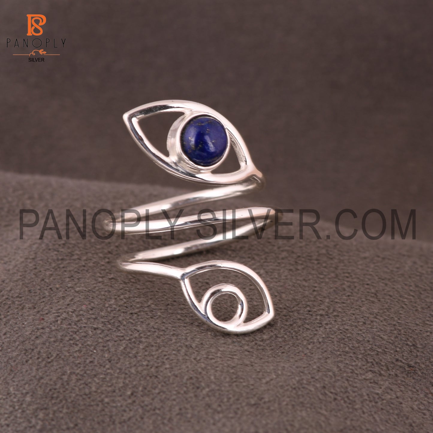 Evil Eye Genuine Lapis Lazuli Gemstone Stacking Rings