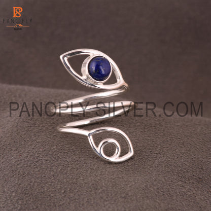 Evil Eye Genuine Lapis Lazuli Gemstone Stacking Rings