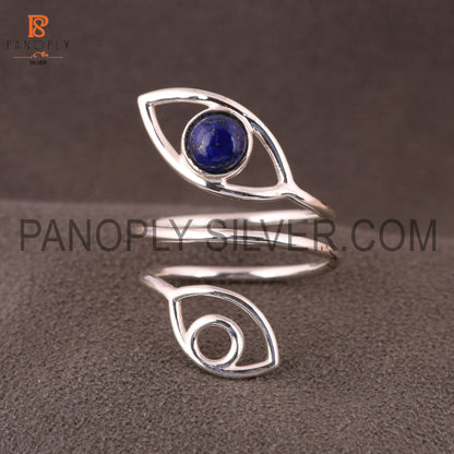 Evil Eye Genuine Lapis Lazuli Gemstone Stacking Rings