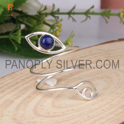 Evil Eye Genuine Lapis Lazuli Gemstone Stacking Rings