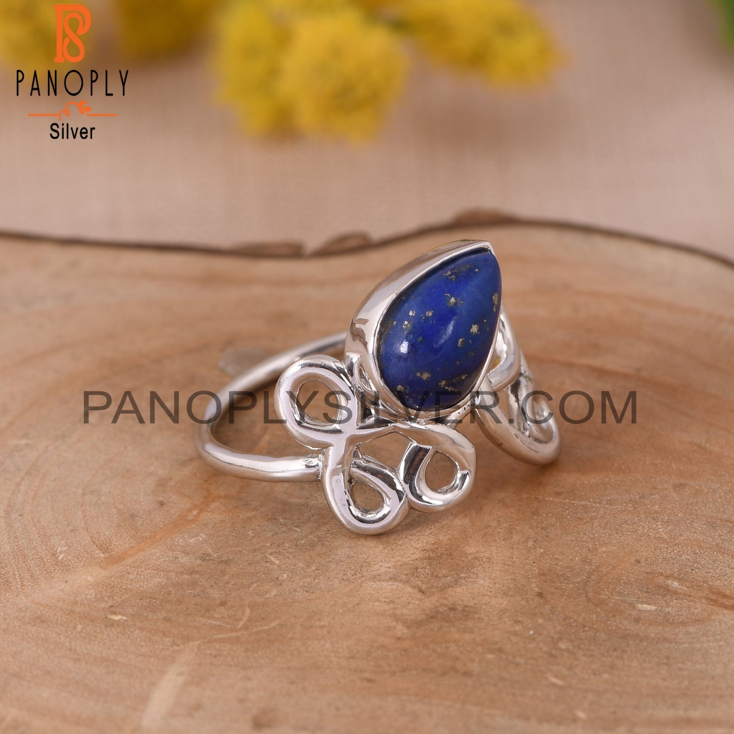 Bezel Set Lapis Gem 925 Sterling Silver Fiigree Rings