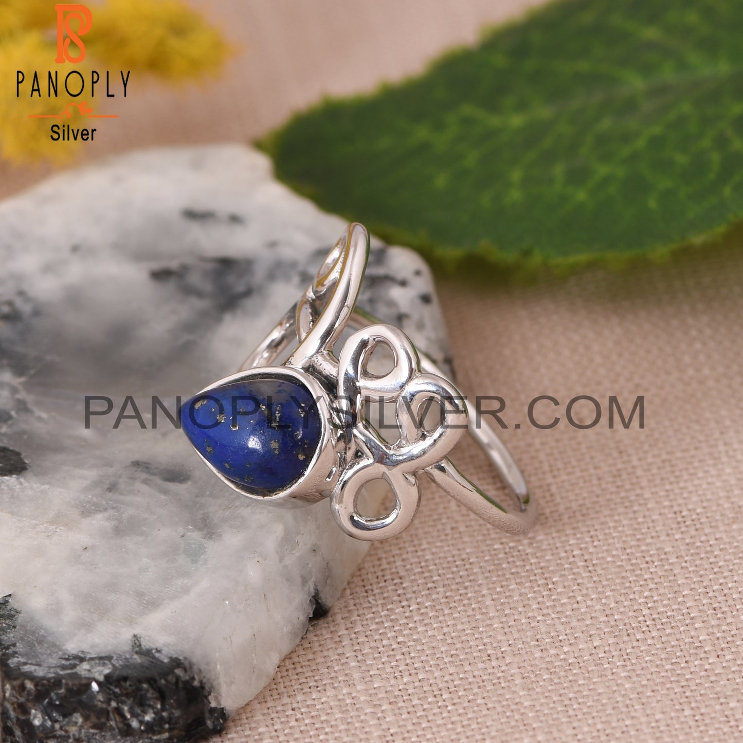 Bezel Set Lapis Gem 925 Sterling Silver Fiigree Rings