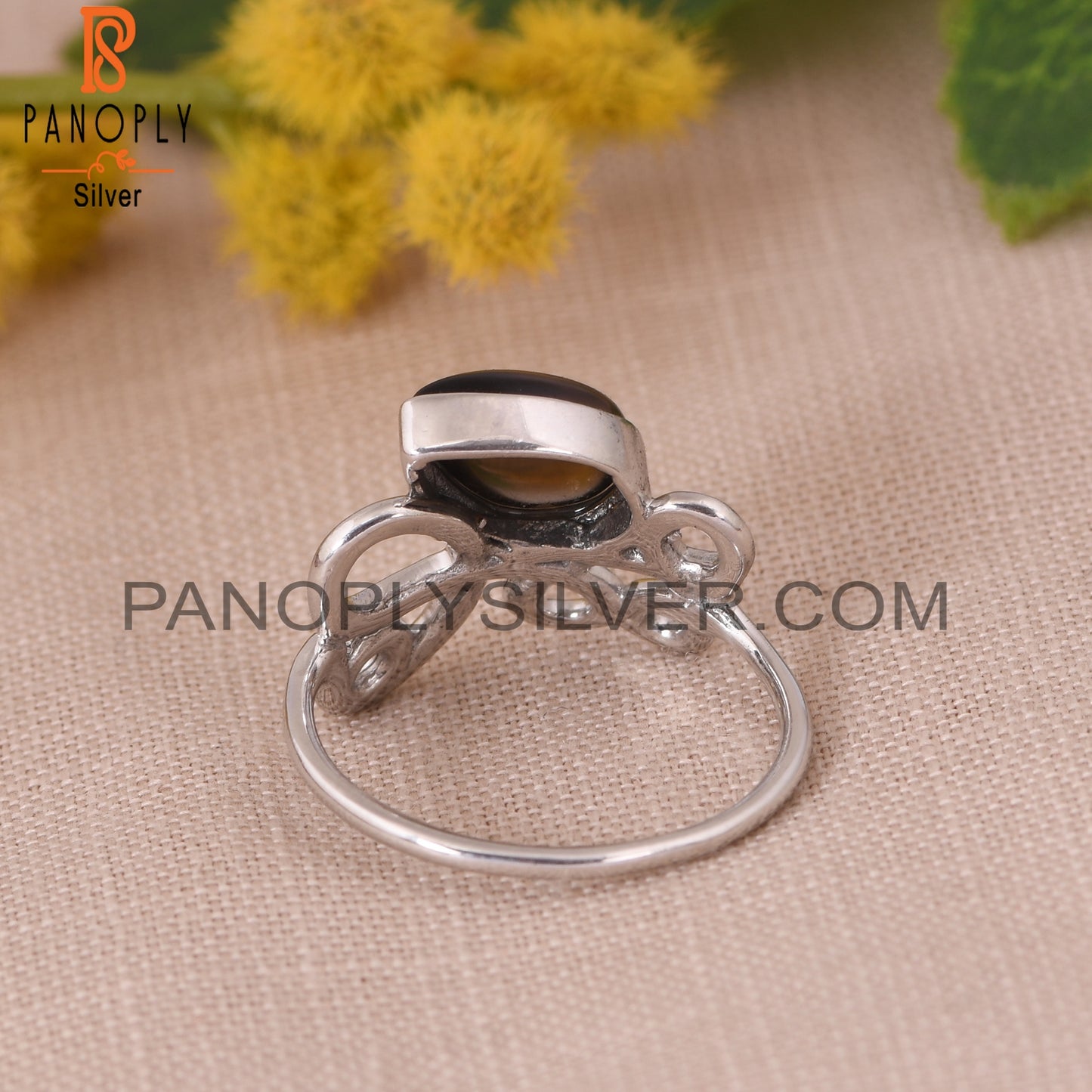 Smoky Quartz 925 Sterling Silver Filigree Girls Rings
