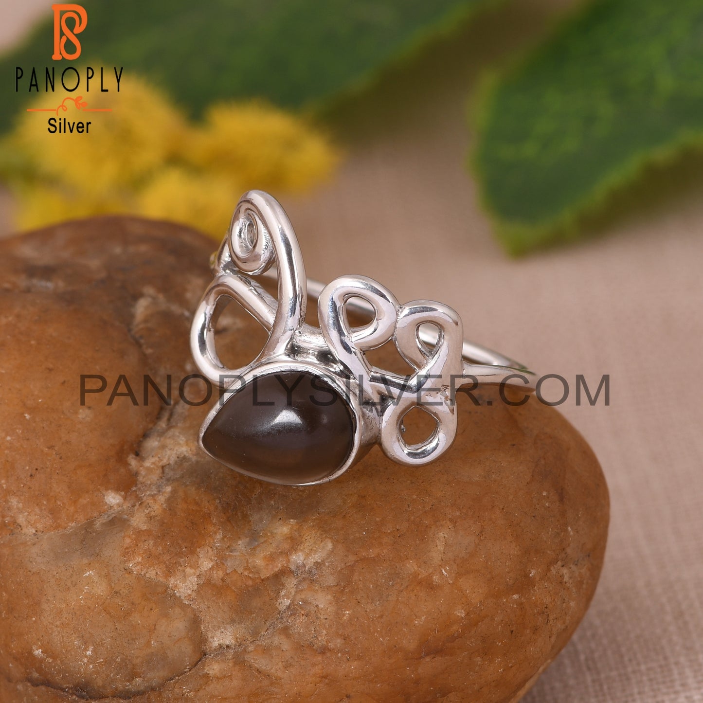 Smoky Quartz 925 Sterling Silver Filigree Girls Rings