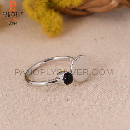 Black Onyx Gem 925 Sterling Silver Adjustable Black Stone Rings