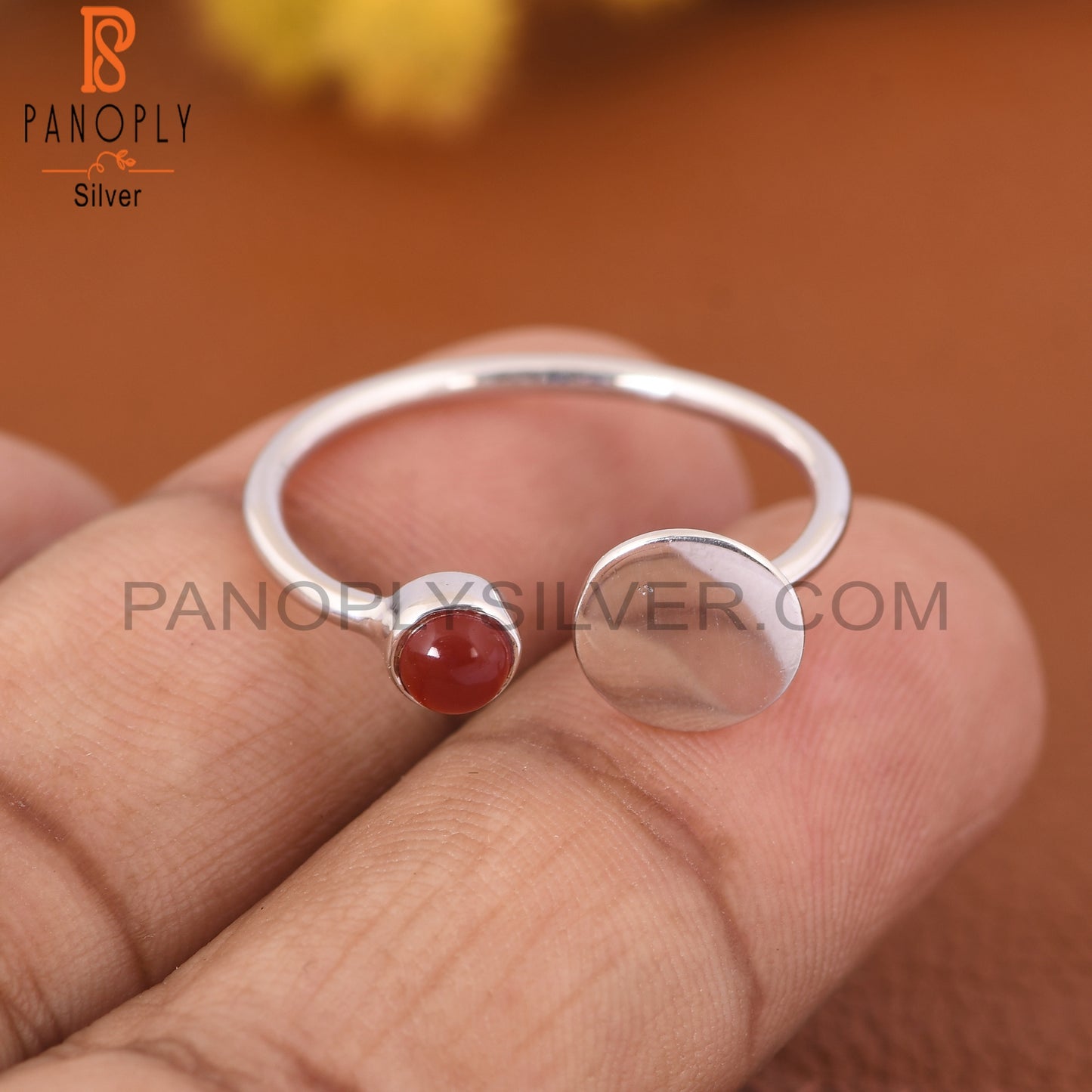 Red Onyx Gem Fine 925 Sterling Silver Promise Rings