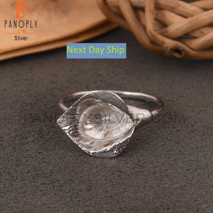 Crystal Quartz 925 Silver Floral Women Ring For Wedding