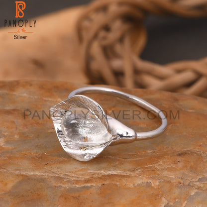 Crystal Quartz 925 Silver Floral Women Ring For Wedding