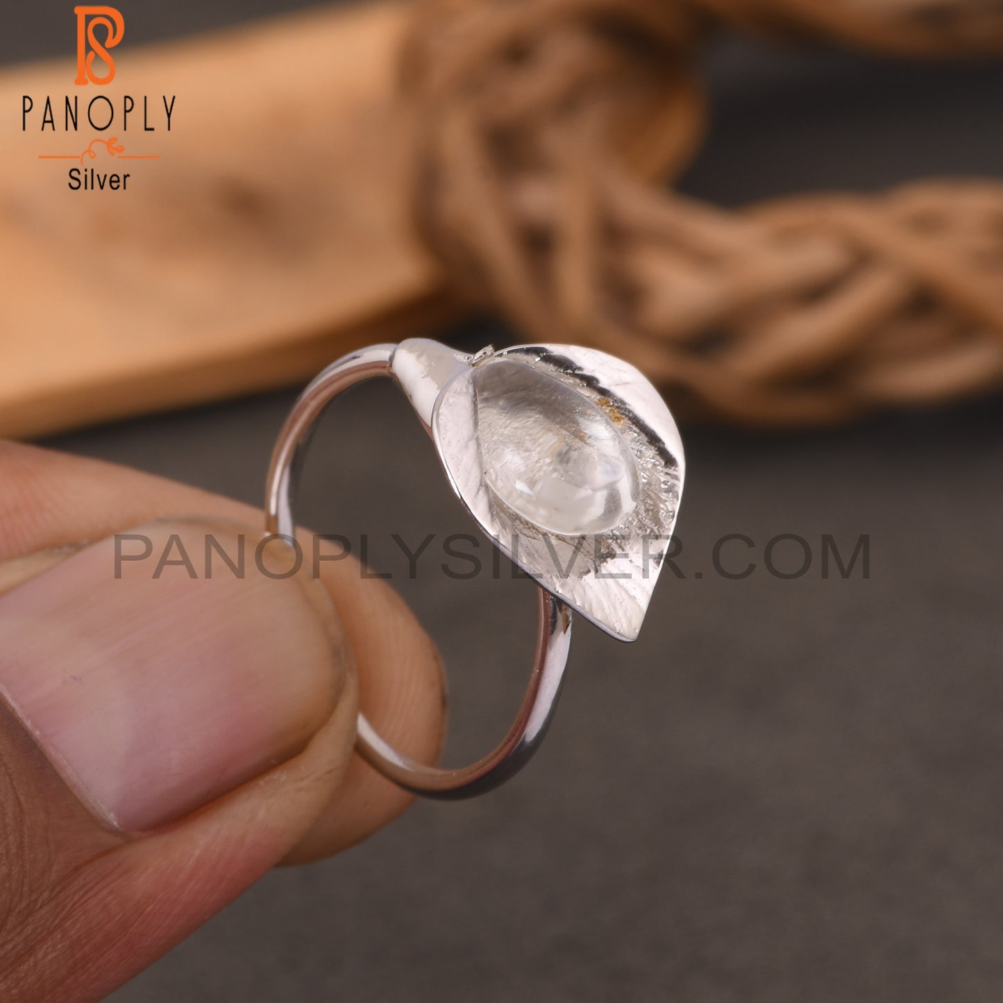 Crystal Quartz 925 Silver Floral Women Ring For Wedding