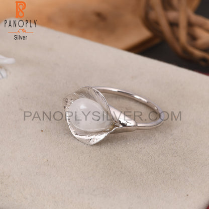 925 Silver Raibow Moonstone Floral Designer Ring