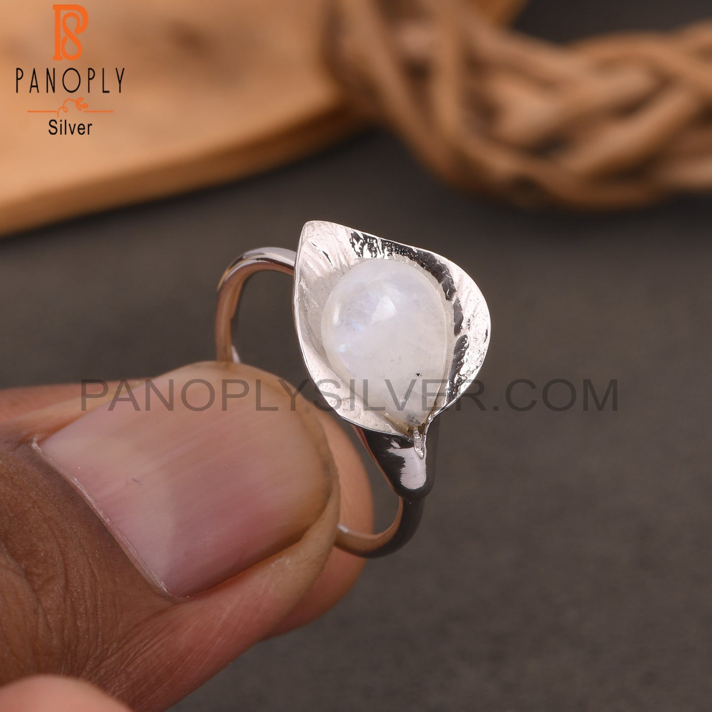 925 Silver Raibow Moonstone Floral Designer Ring