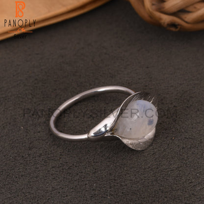 925 Silver Raibow Moonstone Floral Designer Ring