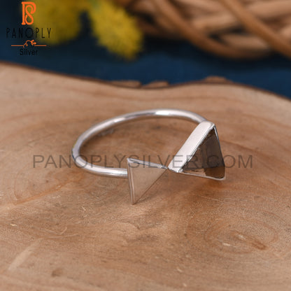 Triangle Shape Smoky Quartz 925 Silver Openable Ring Jewelry