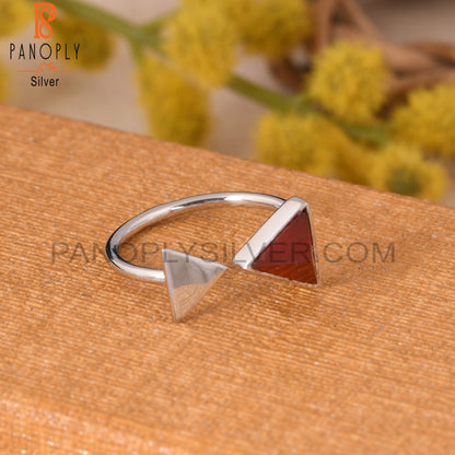 Pyramid 925 Sterling Silver Red Onyx Triangle Ring