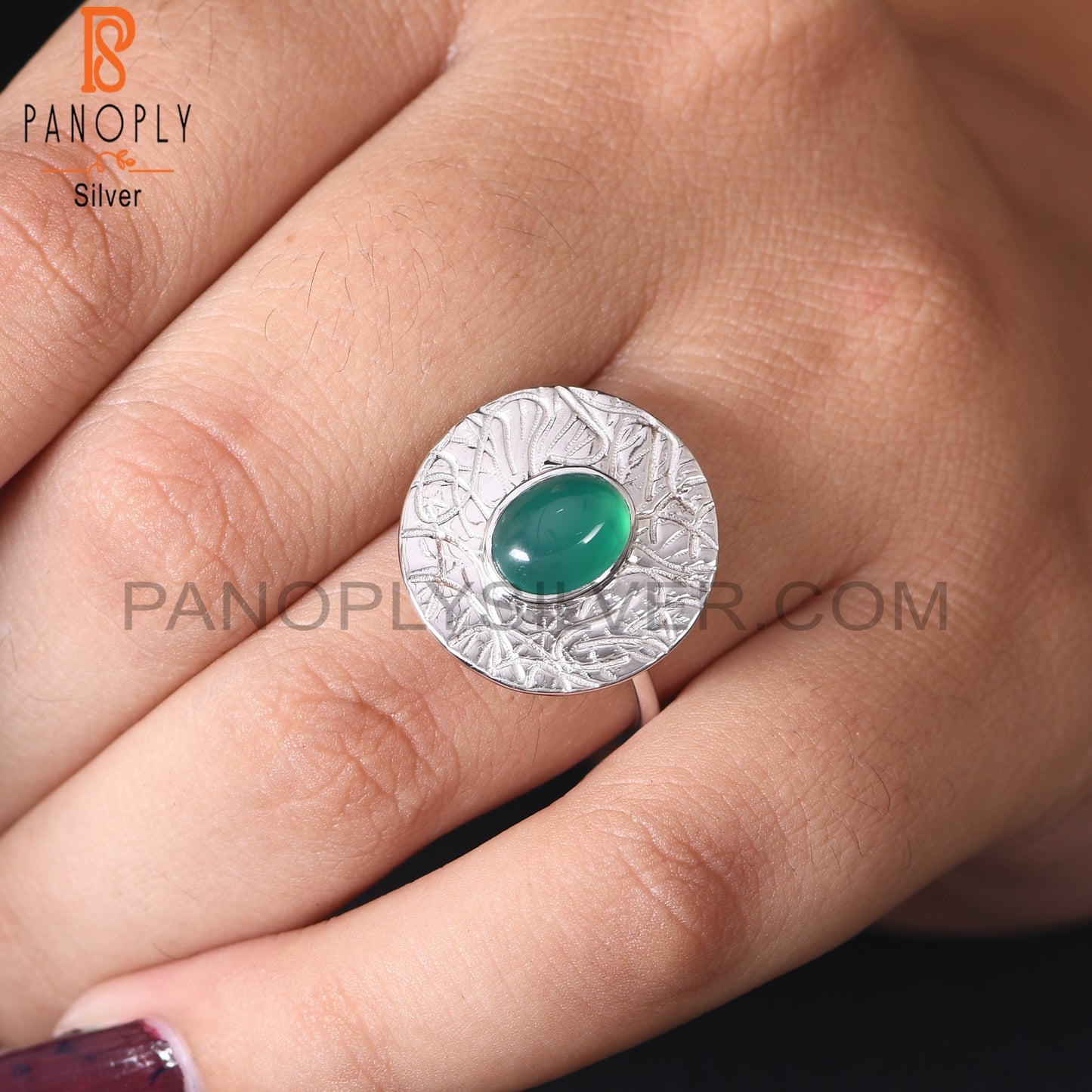 Green Onyx Gemstone 925 Silver Handmade Cocktail Ring