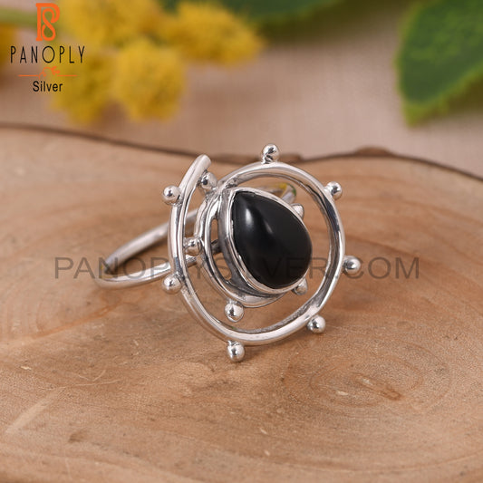 Black Onyx 925 Silver Cocktail Comfort Fit Rings