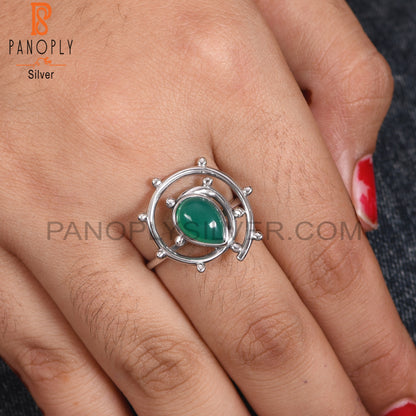 Green Onyx Gemstone 925 Stamp Cyclone Ring