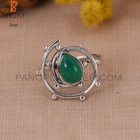 Green Onyx Gemstone 925 Stamp Cyclone Ring