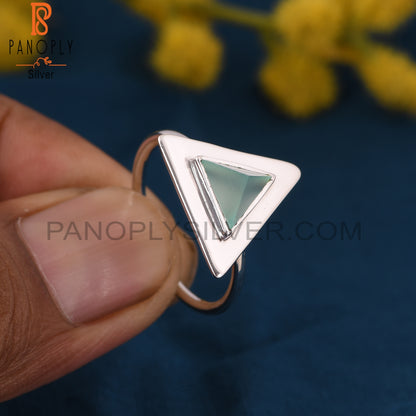 Triangle Shape 925 Sterling Silver Aqua Chalcedony Ring