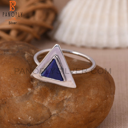 Lapis Lazuli Gemstone Pyramid 925 Silver Blue Ring
