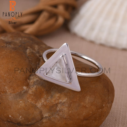 Rainbow Moonstone 925 Sterling Silver Pyramid Ring