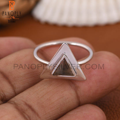 Triangle Shape 925 Silver Smoky Quartz Ring