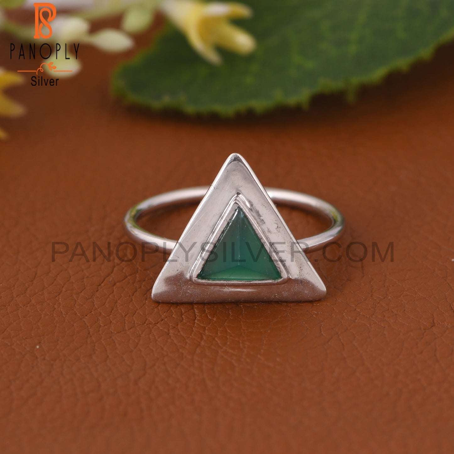 Green Onyx Bezel Set Gemstone 925 Silver Ring Jewelry