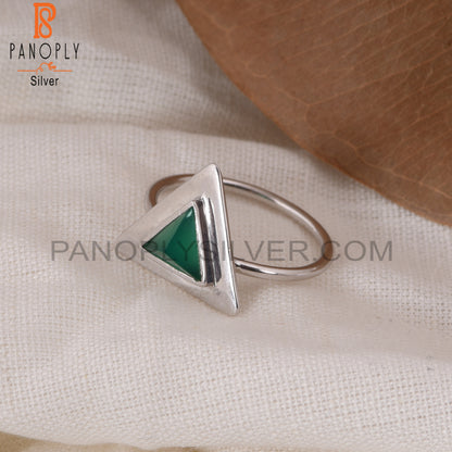 Green Onyx Bezel Set Gemstone 925 Silver Ring Jewelry