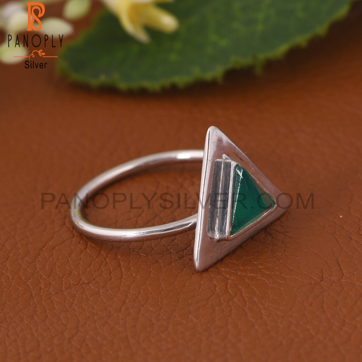 Green Onyx Bezel Set Gemstone 925 Silver Ring Jewelry