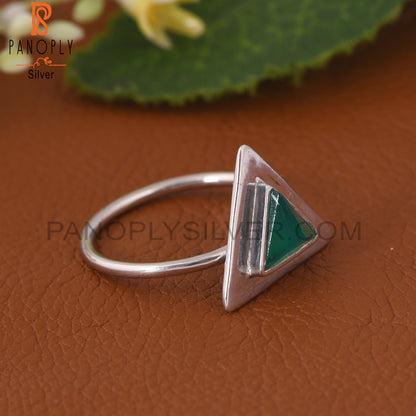 Green Onyx Bezel Set Gemstone 925 Silver Ring Jewelry