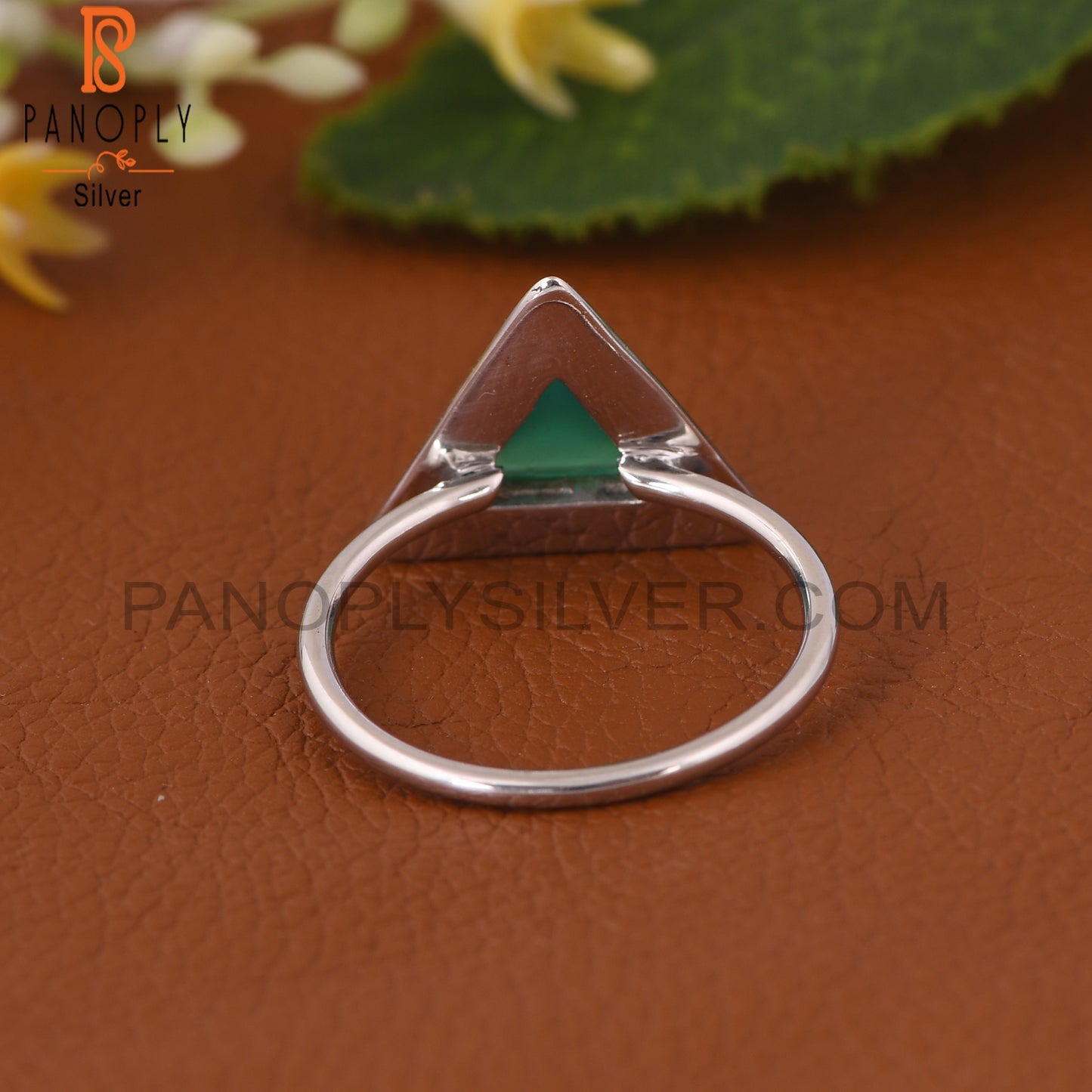 Green Onyx Bezel Set Gemstone 925 Silver Ring Jewelry