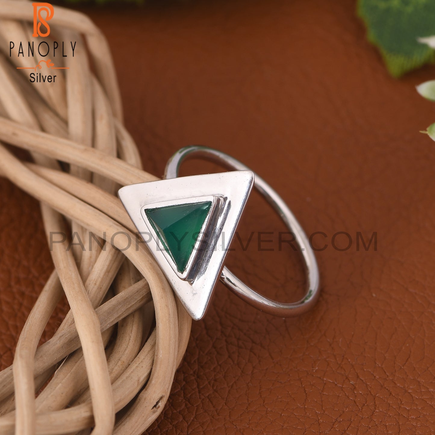 Green Onyx Bezel Set Gemstone 925 Silver Ring Jewelry